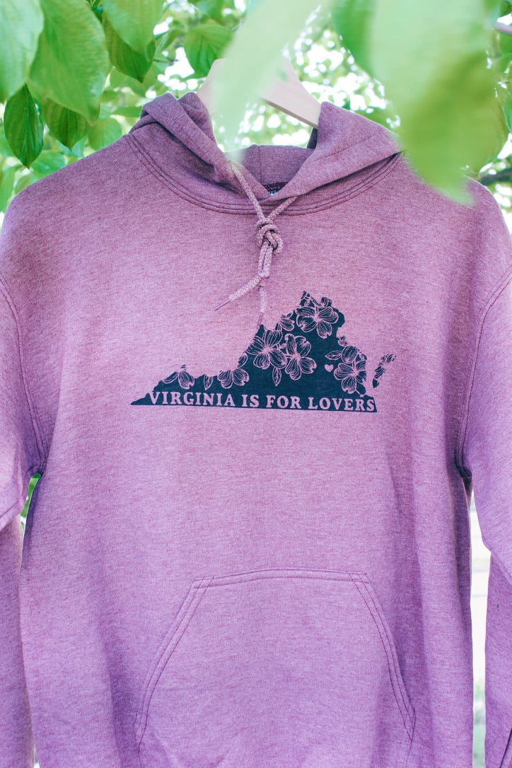 Virginia is For Lovers Logo Hooded Sweatshirt (Mauve)